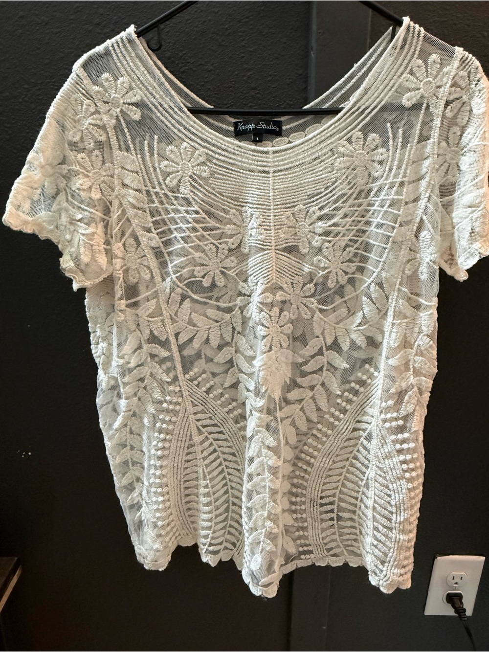 Knotty Studio White Floral Lace Swim Coverup